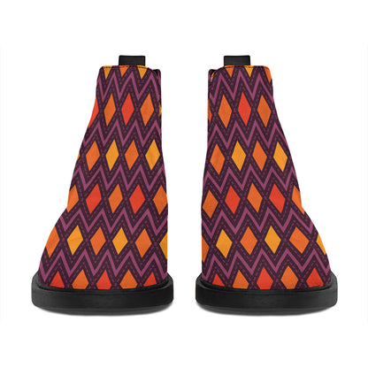 Halloween Diamond Shape Pattern Print Flat Ankle Boots