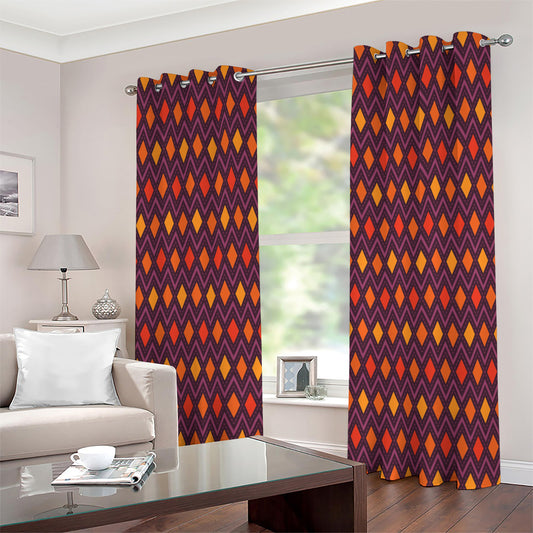 Halloween Diamond Shape Pattern Print Grommet Curtains
