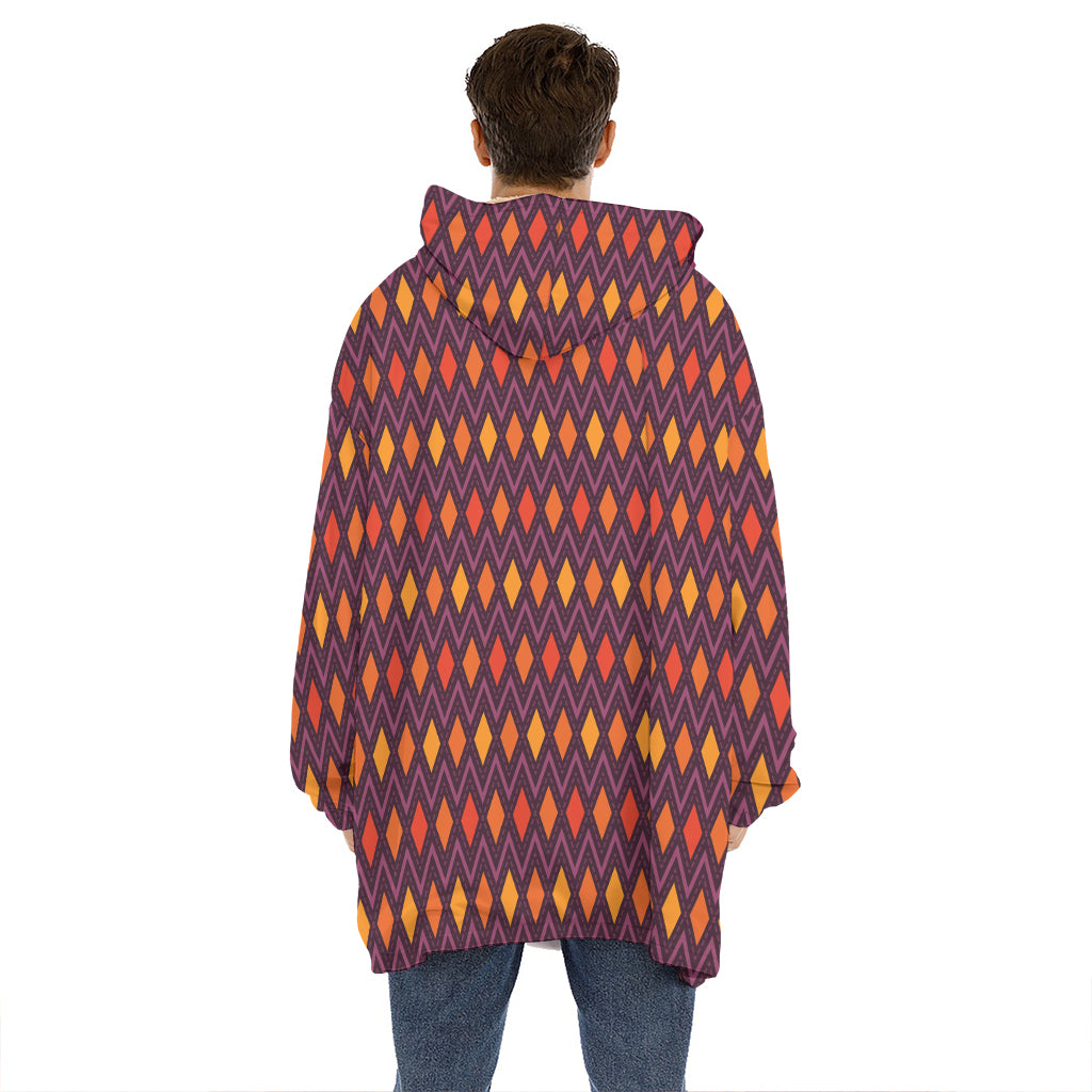 Halloween Diamond Shape Pattern Print Hoodie Blanket