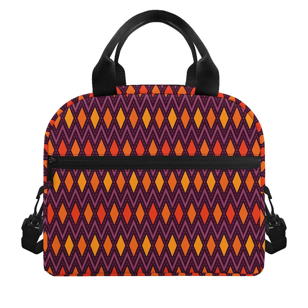 Halloween Diamond Shape Pattern Print Insulated Lunch Bag
