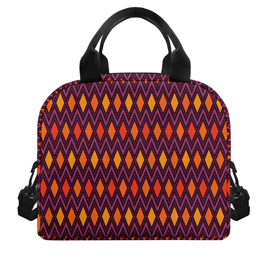 Halloween Diamond Shape Pattern Print Insulated Lunch Bag
