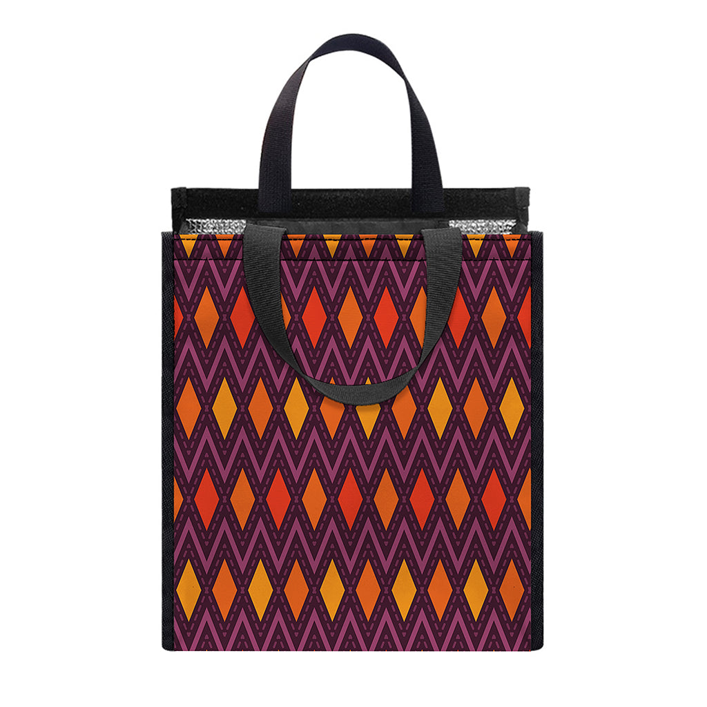 Halloween Diamond Shape Pattern Print Insulated Lunch Tote