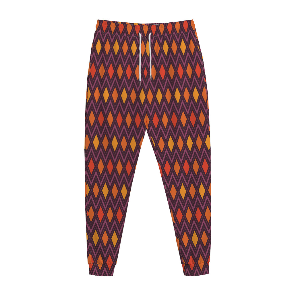 Halloween Diamond Shape Pattern Print Jogger Pants
