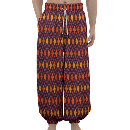 Halloween Diamond Shape Pattern Print Lantern Pants