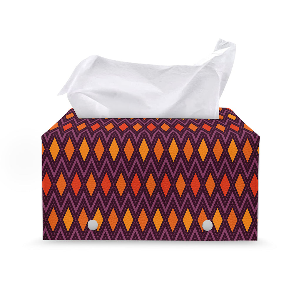 Halloween Diamond Shape Pattern Print Leather Tissue Box Cover