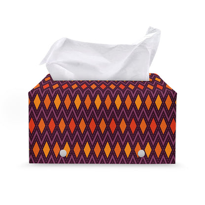 Halloween Diamond Shape Pattern Print Leather Tissue Box Cover
