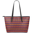 Halloween Diamond Shape Pattern Print Leather Tote Bag With Zipper