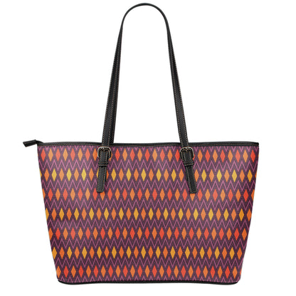 Halloween Diamond Shape Pattern Print Leather Tote Bag