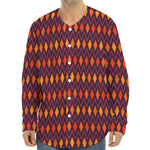 Halloween Diamond Shape Pattern Print Long Sleeve Baseball Jersey