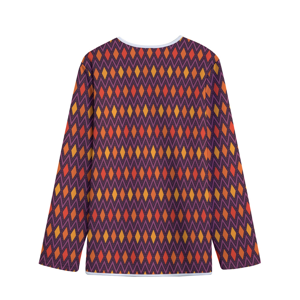 Halloween Diamond Shape Pattern Print Long Sleeve Short Coat