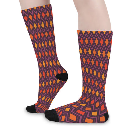 Halloween Diamond Shape Pattern Print Long Socks