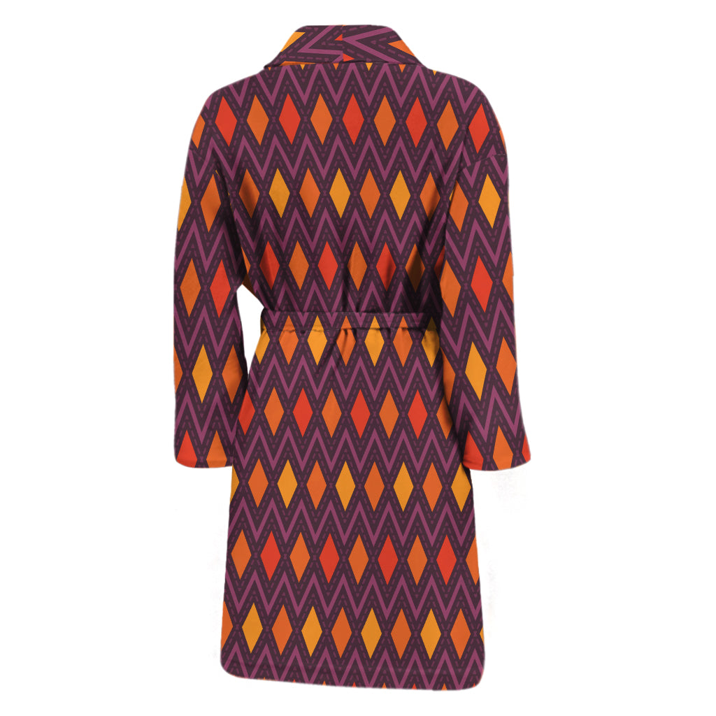 Halloween Diamond Shape Pattern Print Men's Bathrobe