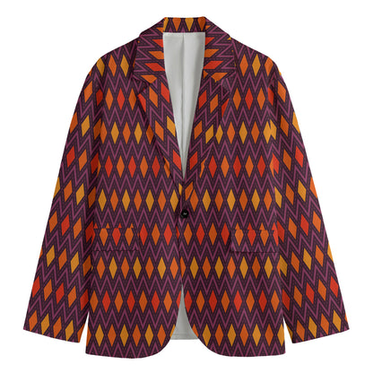Halloween Diamond Shape Pattern Print Men's Blazer