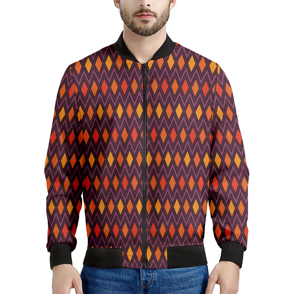 Halloween Diamond Shape Pattern Print Men's Bomber Jacket