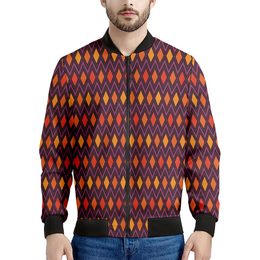 Halloween Diamond Shape Pattern Print Men's Bomber Jacket