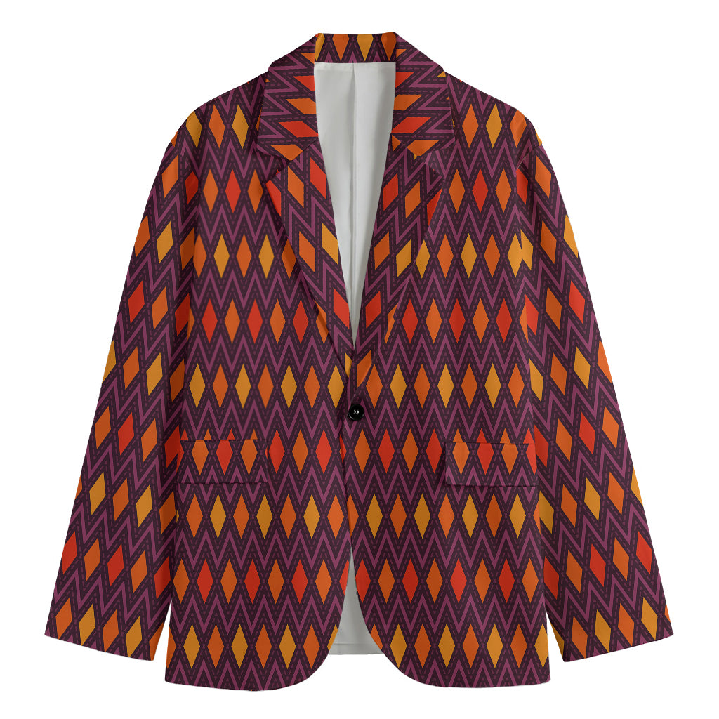 Halloween Diamond Shape Pattern Print Men's Cotton Blazer