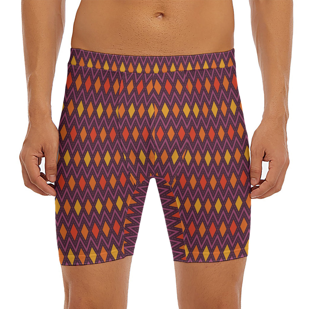 Halloween Diamond Shape Pattern Print Men's Long Boxer Briefs