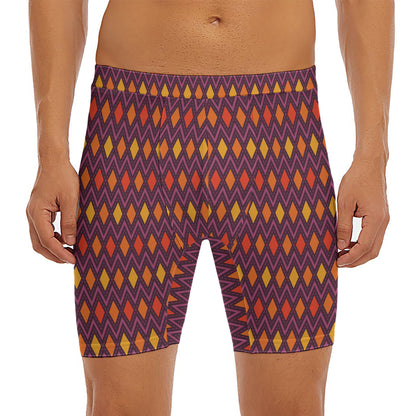 Halloween Diamond Shape Pattern Print Men's Long Boxer Briefs