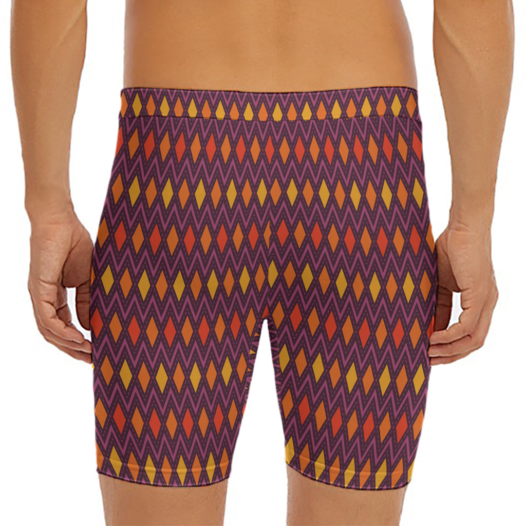 Halloween Diamond Shape Pattern Print Men's Long Boxer Briefs