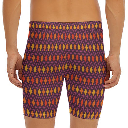 Halloween Diamond Shape Pattern Print Men's Long Boxer Briefs