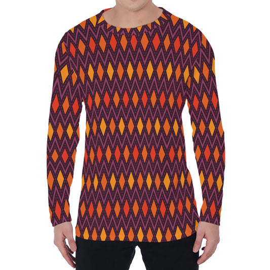 Halloween Diamond Shape Pattern Print Men's Long Sleeve T-Shirt