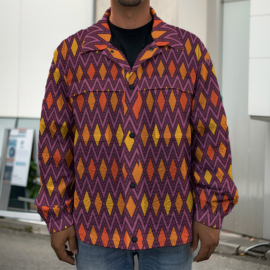 Halloween Diamond Shape Pattern Print Men's Shirt Jacket