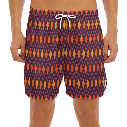 Halloween Diamond Shape Pattern Print Men's Split Running Shorts