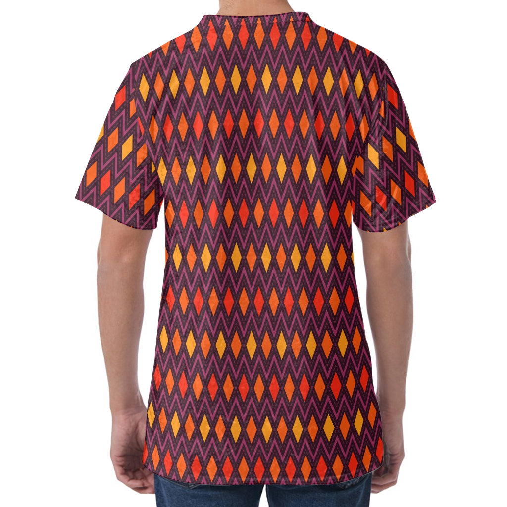 Halloween Diamond Shape Pattern Print Men's Velvet T-Shirt