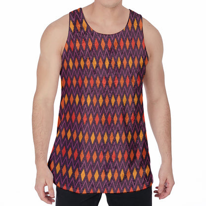 Halloween Diamond Shape Pattern Print Men's Velvet Tank Top