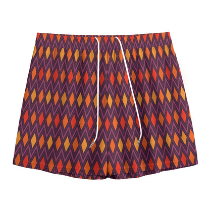 Halloween Diamond Shape Pattern Print Mesh Shorts