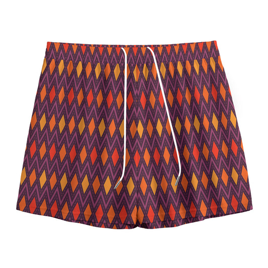 Halloween Diamond Shape Pattern Print Mesh Shorts