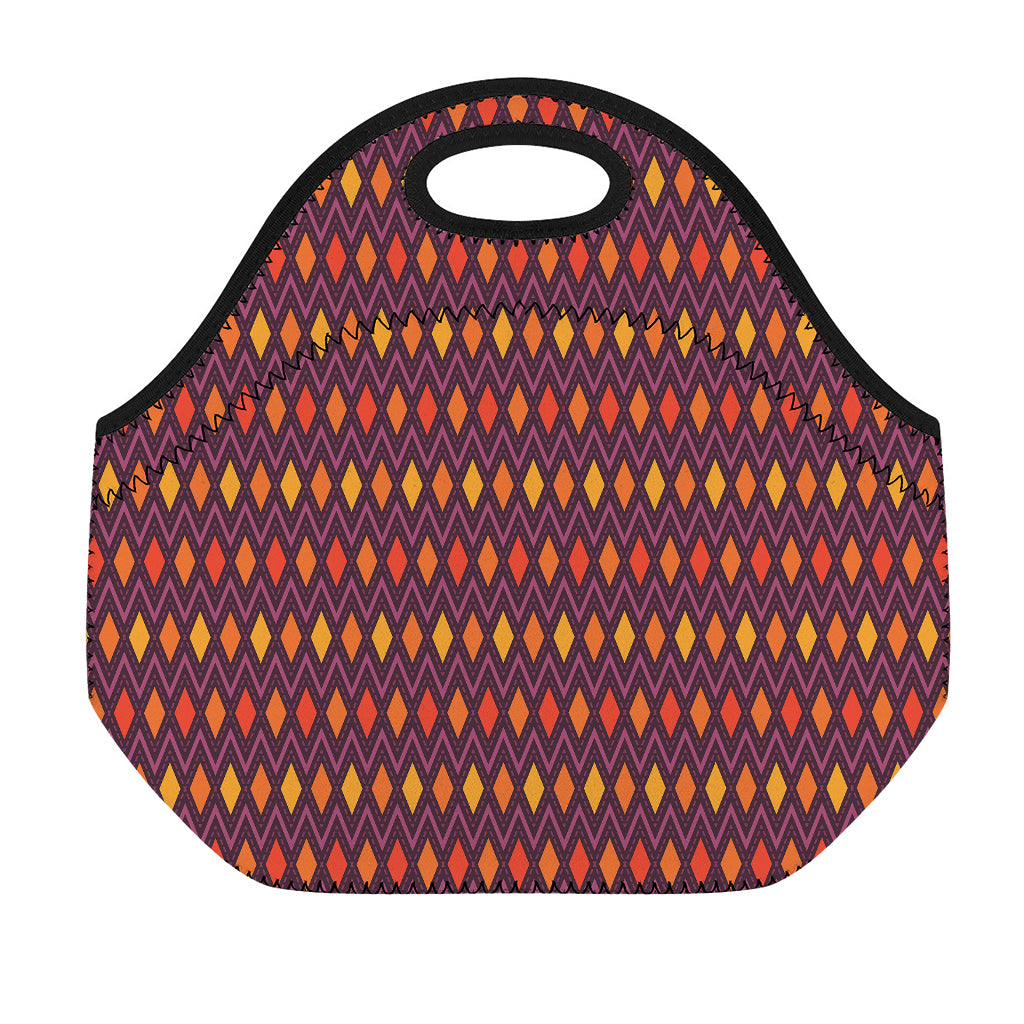 Halloween Diamond Shape Pattern Print Neoprene Lunch Bag