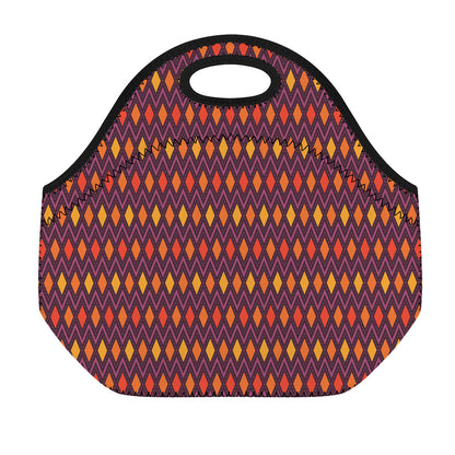 Halloween Diamond Shape Pattern Print Neoprene Lunch Bag