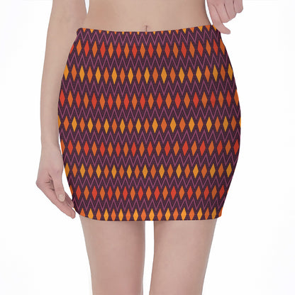 Halloween Diamond Shape Pattern Print Pencil Mini Skirt