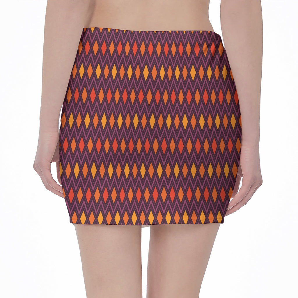 Halloween Diamond Shape Pattern Print Pencil Mini Skirt