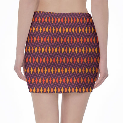 Halloween Diamond Shape Pattern Print Pencil Mini Skirt
