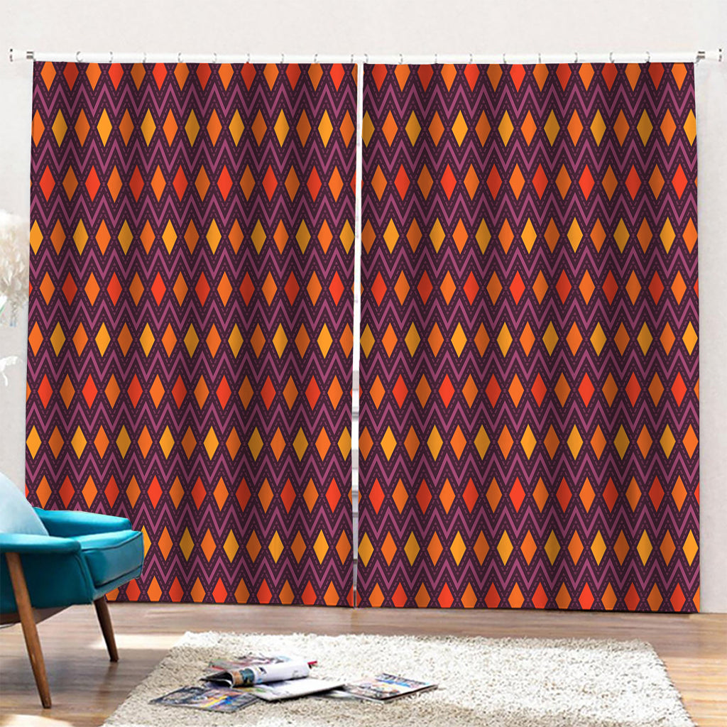 Halloween Diamond Shape Pattern Print Pencil Pleat Curtains