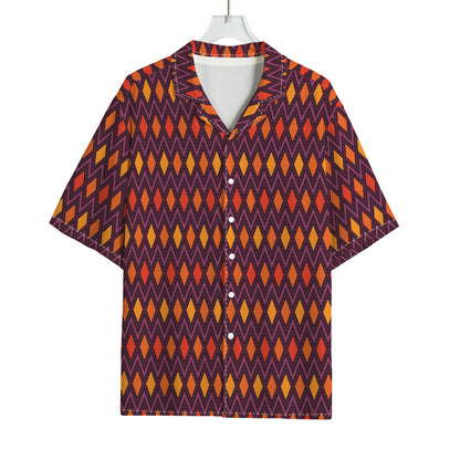 Halloween Diamond Shape Pattern Print Rayon Hawaiian Shirt