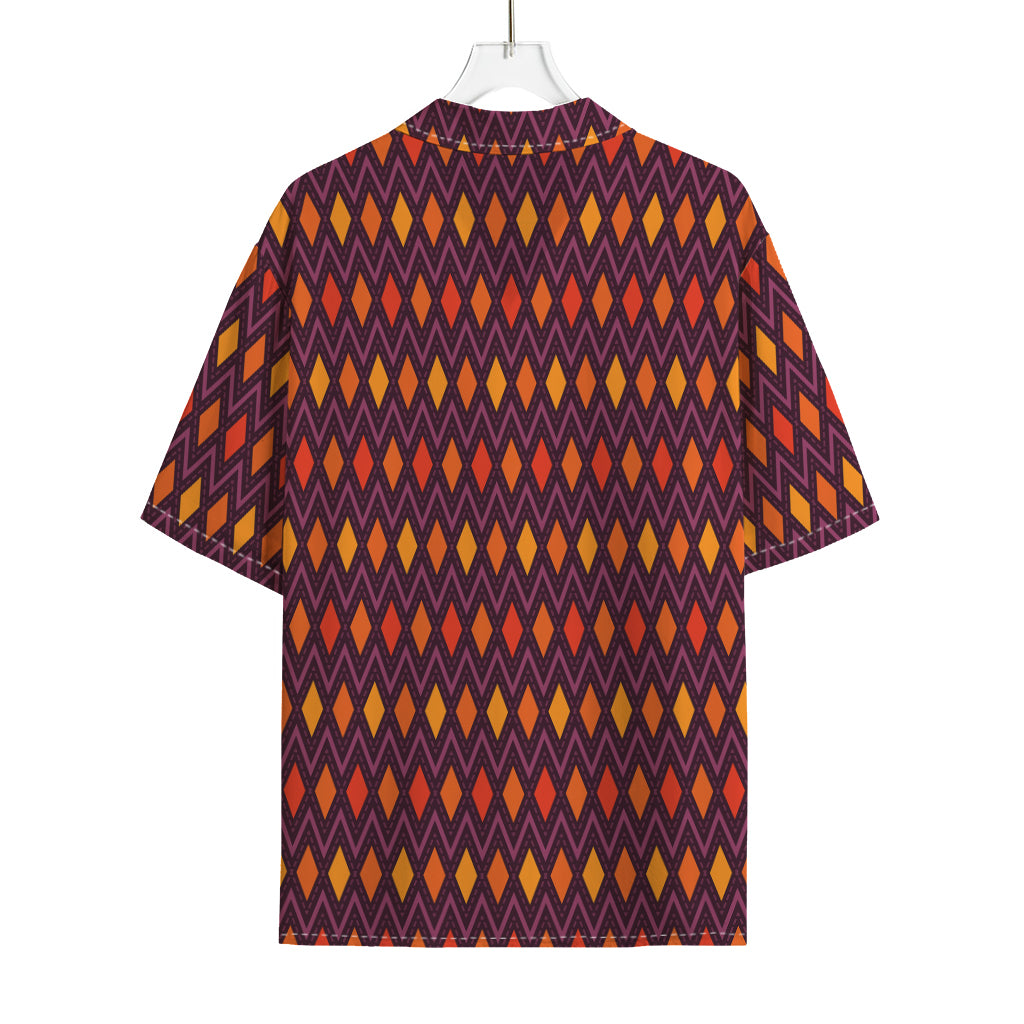 Halloween Diamond Shape Pattern Print Rayon Hawaiian Shirt