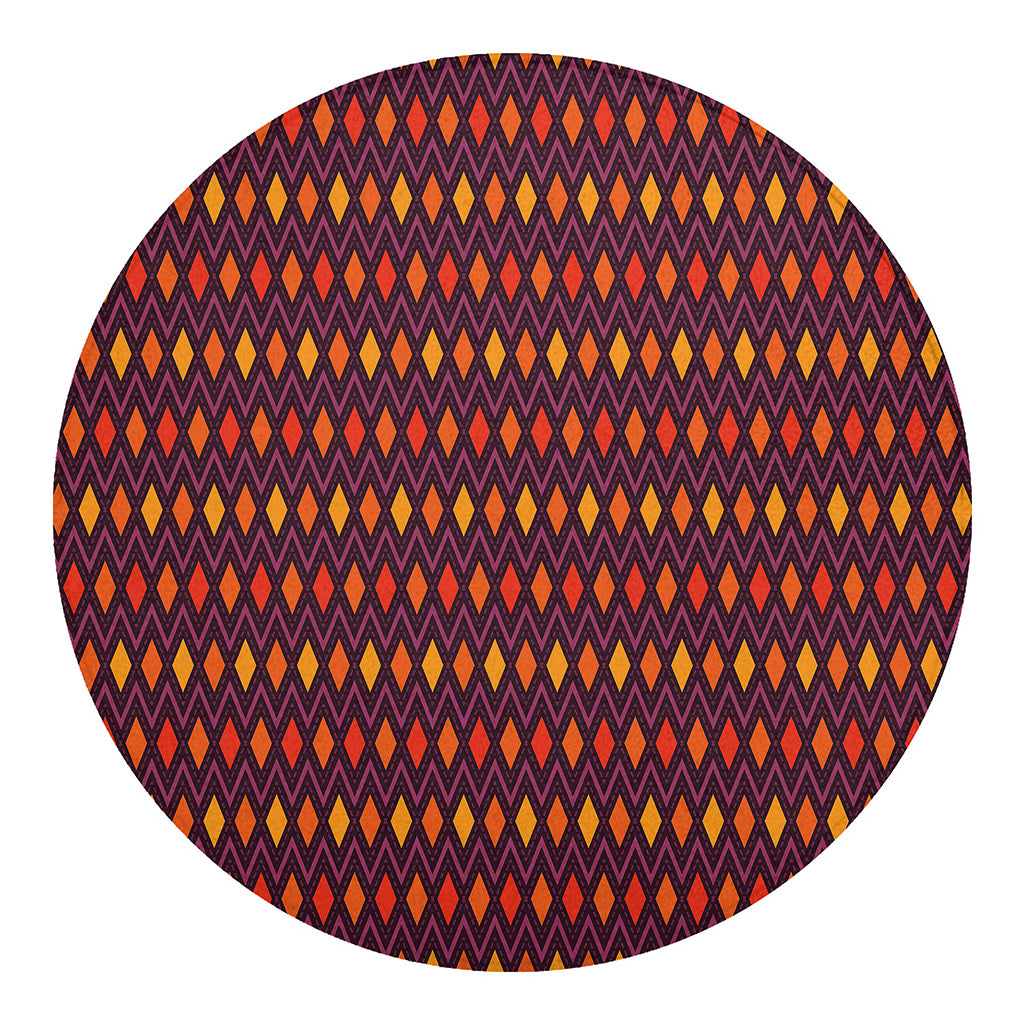 Halloween Diamond Shape Pattern Print Round Blanket