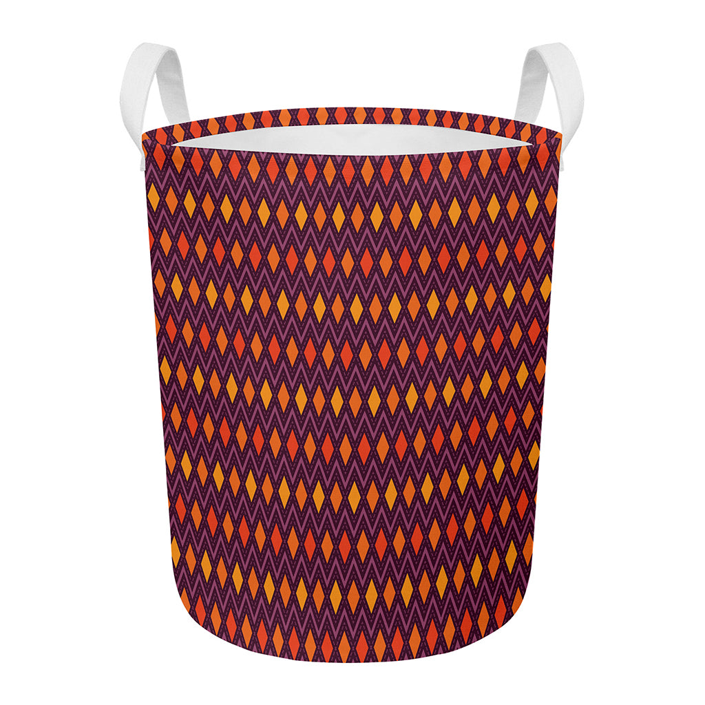 Halloween Diamond Shape Pattern Print Round Laundry Basket