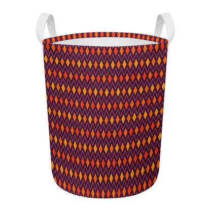 Halloween Diamond Shape Pattern Print Round Laundry Basket