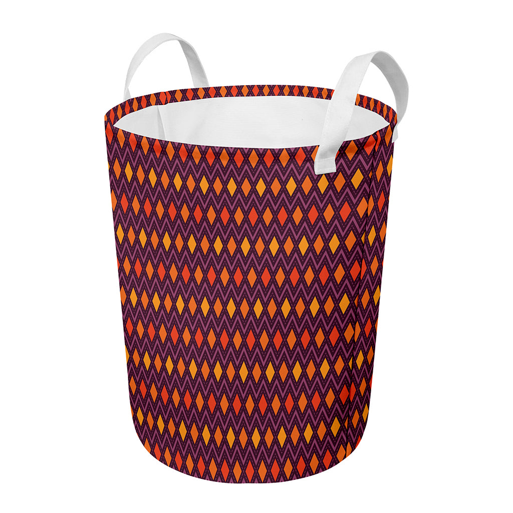 Halloween Diamond Shape Pattern Print Round Laundry Basket