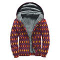 Halloween Diamond Shape Pattern Print Sherpa Lined Zip Up Hoodie