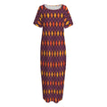 Halloween Diamond Shape Pattern Print Short Sleeve Long Nightdress