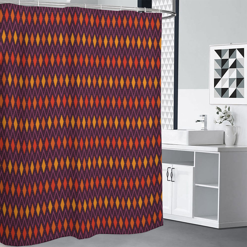 Halloween Diamond Shape Pattern Print Shower Curtain
