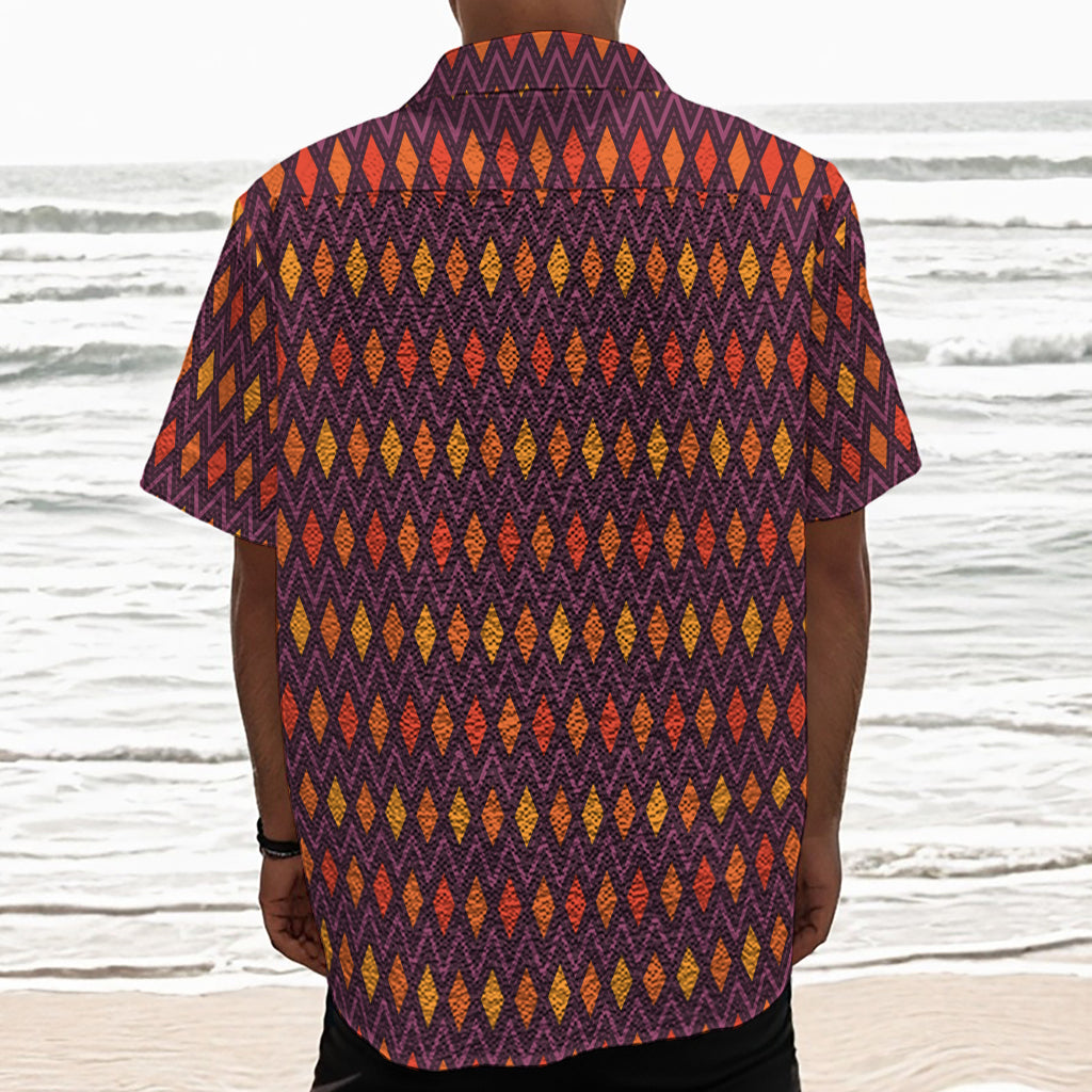 Halloween Diamond Shape Pattern Print Textured Short Sleeve Shirt