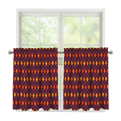 Halloween Diamond Shape Pattern Print Tier Curtains