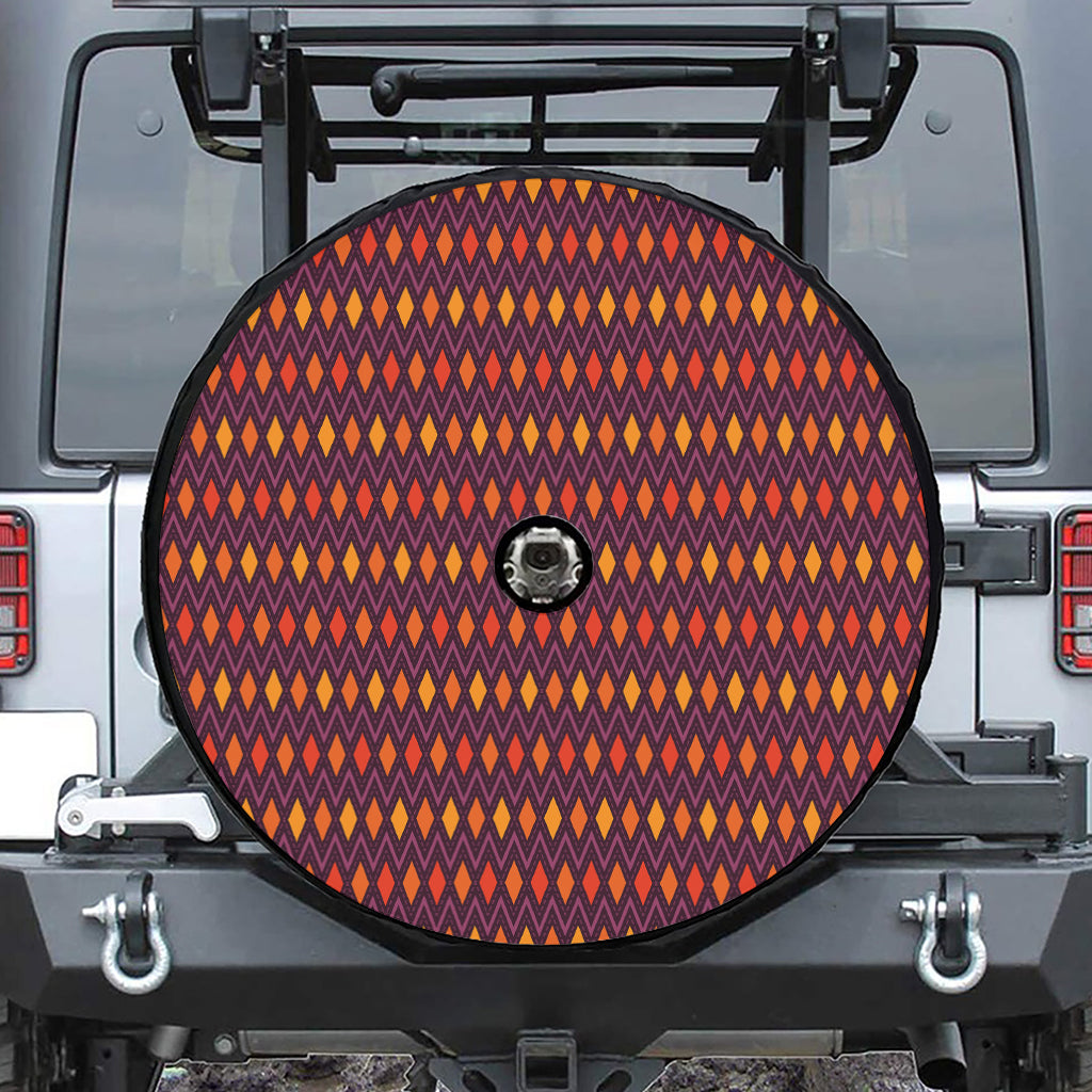 Halloween Diamond Shape Pattern Print Tire Cover With Camera Hole