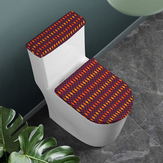 Halloween Diamond Shape Pattern Print Toilet Lid And Tank Cover Set